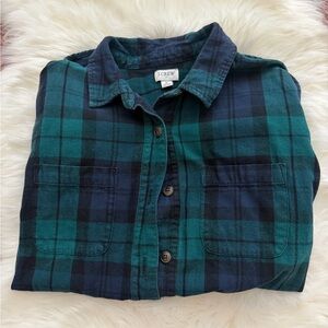 J. Crew Teal and Navy Checkered Shirt